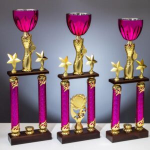 Pinkfarbener Säulenpokal Abstufungen in 2,5cm Schritten
